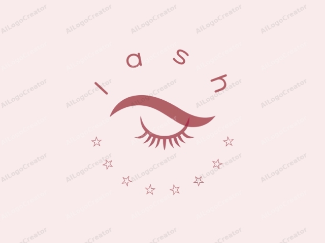 The logo features a minimalist and abstract design. It depicts a stylized eye with eyelashes, rendered in a smooth, flat color scheme. The dominant color is a muted, dusty pink, used to outline and fill the entire design. The eye