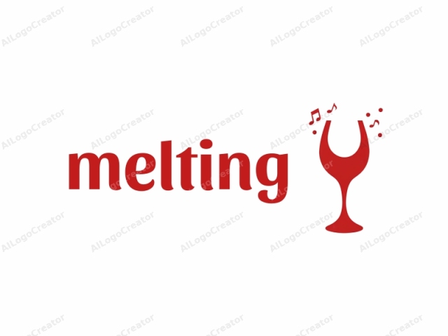 This is a simple, minimalist graphic logo in red against a stark white background. The central object is a stylized wine glass, depicted in a modern, abstract form with clean lines and a bold, unadorned shape. The glass is