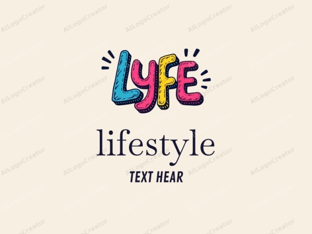 This logo features a vibrant, playful design in a digital medium. The central focus is the word "LYFE," which is prominently displayed in large, bold, stylized letters. Each letter is given a distinct, colorful treatment: "L"