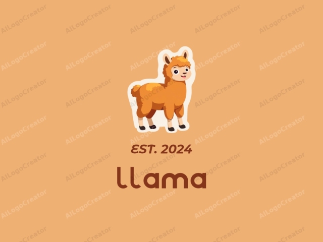 La imagen es un dibujo digital de una llama estilizada en un estilo caricaturesco y sombreado plano, sobre un fondo naranja suave y apagado. La llama se destaca prominentemente en el centro, mirando ligeramente hacia la derecha, con una expresión juguetona y amigable