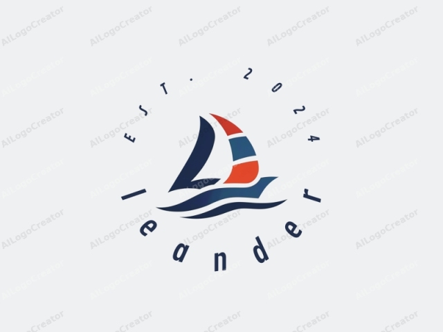 Dieses Logo ist eine minimalistische, digitale Illustration eines stilisierten Segelschiffs. Das Design ist sauber und modern mit kühnen, geometrischen Formen. Das Schiff ist im Profil dargestellt, mit einem stromlinienförmigen Rumpf und einem einzigen, großen, dreieckigen Segel. Das Segel