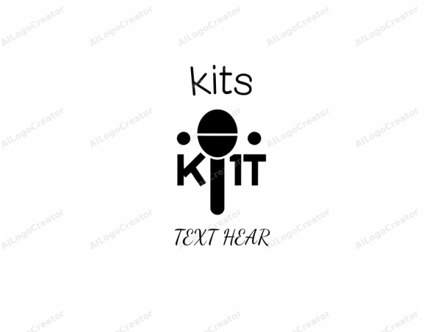 a minimalist, black and white illustration. The logo consists of bold, geometric shapes and text. The design is symmetrical, centered on a plain white background. At the center, there is a circular shape with a small white dot in the middle
