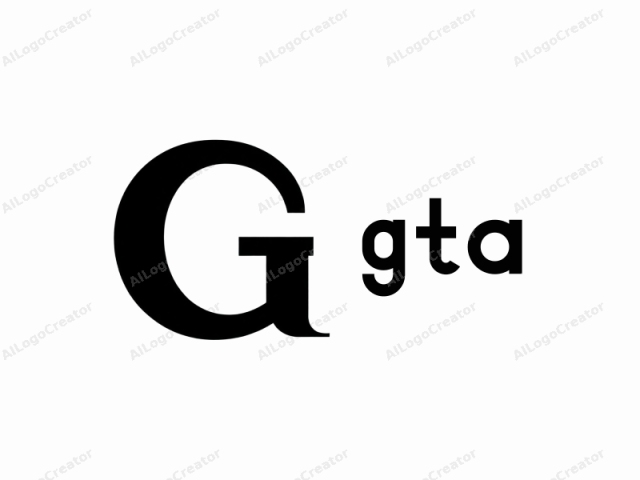 The logo features a large, bold, sans-serif typeface, characterized by clean, geometric lines and uniform serifs. The letter "G" is centered on the page, filling the entire frame. It is rendered in solid black, providing a