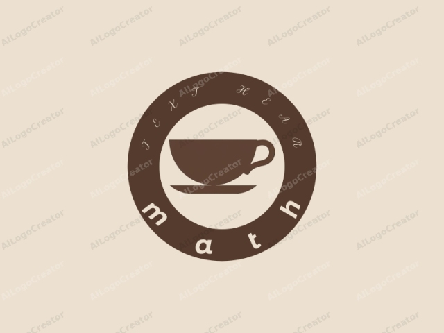 The image is a minimalist, digital drawing of a coffee cup. The coffee cup is depicted in solid brown, representing a monochromatic design. The cup has a rounded, cylindrical shape and a curved handle on the right side. It sits on