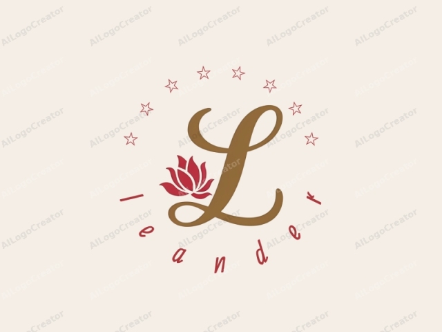 Das Logo besteht aus einem eleganten, kursiven Kleinbuchstaben "L", der in einem satten, tiefen Braunton dargestellt ist. Das "L" befindet sich in der Mitte des Bildes und hat eine glatte, fließende, schriftähnliche Form. Links davon