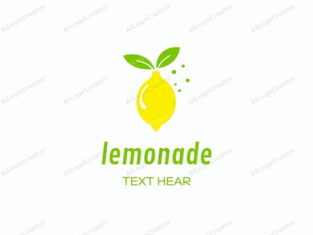 This logo features a minimalist, flat design of a lemon, centrally placed on a white background. The lemon is depicted in bright yellow, with a smooth, oval shape and a subtle glossy texture that indicates a polished surface. Two green leaves, one