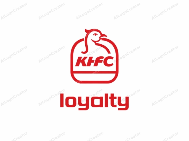 This is a logo image of KFC (Kentucky Fried Chicken). The design features a stylized, simplified, red outline of a chicken in profile, with a slight smile and closed eye, situated on the upper left portion of the logo.