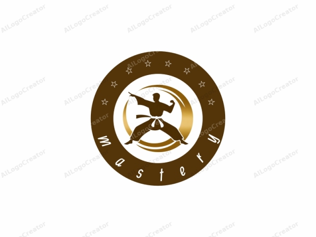 a martial arts symbol. The logo features a stylized silhouette of a martial artist against a white background, with a striking contrast. The martial artist is depicted in a dynamic stance, ready for action, with the right arm extended forward, pointing the