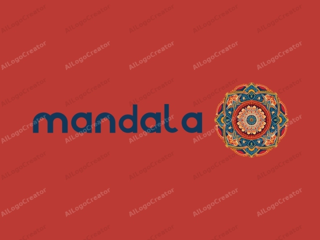 This image is a digitally created mandala-like design with vibrant, symmetrical patterns, set against a solid red background. At its center, a detailed floral motif is composed of concentric rings featuring petals in shades of red, orange, yellow,