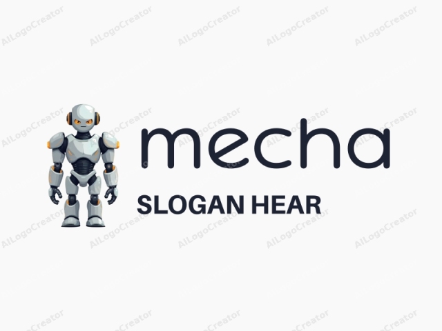 This logo image depicts a stylized robot with a futuristic design. The robot stands centrally against a plain white background, making it the focal point of the image. It has a sleek, streamlined appearance with a primarily metallic grey and black color scheme.