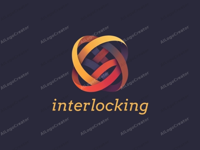 This digital logo features a modern, abstract design with a minimalist aesthetic. The central motif is a symmetrical, intertwined loop comprised of three large, ribbon-like shapes in various shades of red, orange, and yellow, arranged in a circular pattern.