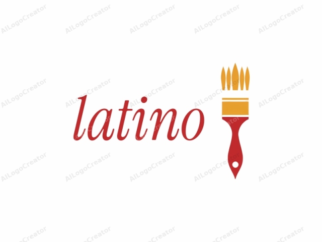 focusing on clarity and simplicity. This is a minimalist logo design featuring a paintbrush. The paintbrush is depicted in a flat, stylized manner with minimal shading. The brush head is yellow, resembling the bristles of a standard paintbrush.