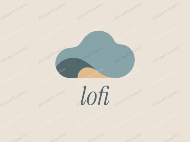 This minimalist, abstract logo features a stylized, simplified cloud design. The cloud occupies the center of a light beige background, creating a subtle, calming visual impact. It is depicted in a flat, geometric style with smooth, rounded edges, using