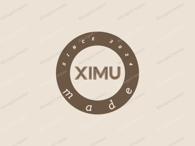 此標誌圖像以粗體無襯線字體呈現「XIMU」一詞。字母顯著地居中於米色背景上，具有極簡、乾淨的美感。文字以濃郁的棕色呈現，並帶有