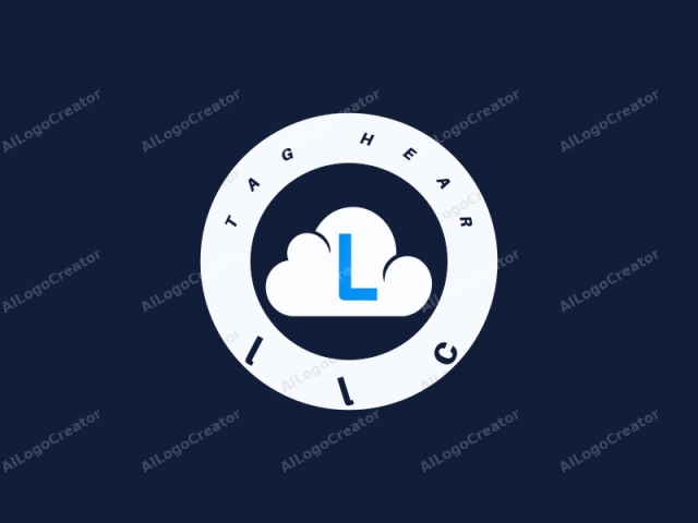 The image is a simple, digitally-created logo with a dark blue background. Central to the image is a stylized white cloud shape with smooth, rounded edges. Within the cloud, there is a bold blue lowercase letter "L" prominently displayed.