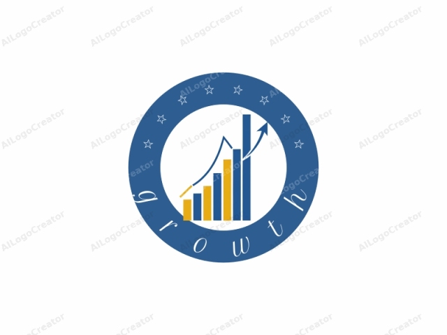 La imagen es una ilustración gráfica minimalista que representa un gráfico de barras con dos barras de colores distintos. La barra izquierda es de un azul vibrante, representando una tendencia ascendente. Presenta una curva ascendente pronunciada, indicando un aumento constante en el valor o rendimiento. La barra derecha