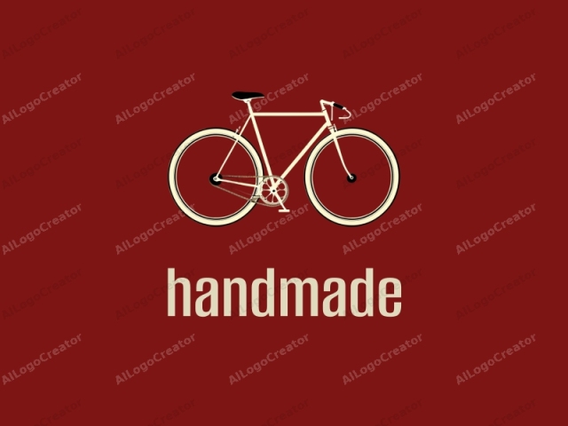 im Stil eines Vintage-Grafikdesigns, das eine minimalistische und saubere Ästhetik aufweist. Das Bild zeigt ein klassisches Singlespeed-Fahrrad, das auf einfache, aber elegante Weise dargestellt wird, vor einem einfarbigen kastanienbraunen Hintergrund. Das Fahrrad ist in einer Seitenansicht dargestellt, mit