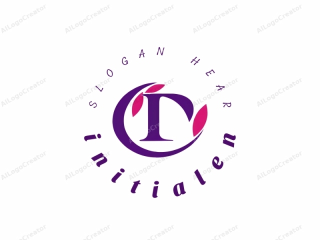 Este es un logo digital estilizado. Presenta una "t" minúscula prominente y atrevida en el centro de la imagen. La letra "t" está representada en un morado profundo, creando una sensación de elegancia y sofisticación. Rodeando la letra "