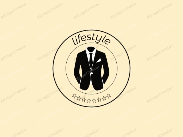 This image is a minimalist black and white logo-style illustration of a suit. The suit is depicted in profile, facing right, with its front and arms fully visible. It is characterized by a clean, geometric design, with bold, solid lines defining