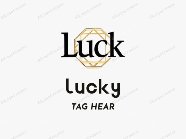 Das Bild ist ein digitales Design, das das Wort "Luck" prominent in der Mitte zeigt. Der Text ist in einer anspruchsvollen, kräftigen, schwarzen Schrift gestaltet, wodurch er sich stark von einem einfachen, weißen Hintergrund abhebt. Um den Text herum befinden sich