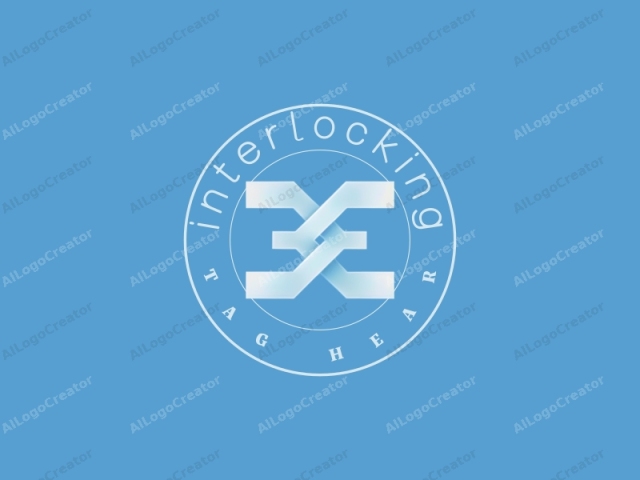 This logo features an abstract design with a minimalist aesthetic. The design is centered against a smooth, solid blue background. It consists of two interconnected, symmetrical shapes resembling capital letter "X" and "Z" in a mirrored formation, creating a