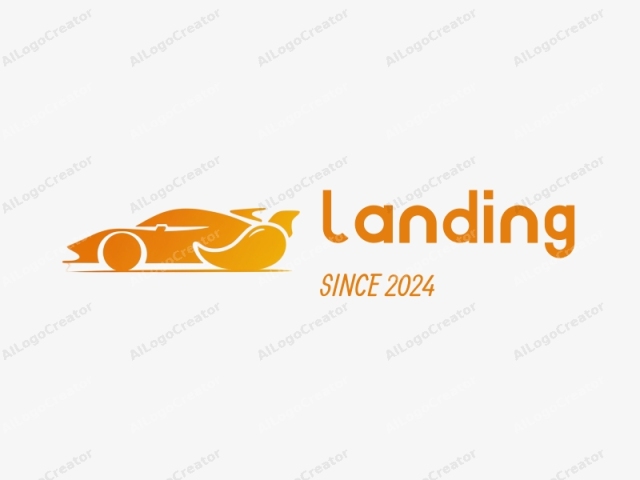 La imagen es un logotipo minimalista y estilizado que presenta un automóvil moderno y elegante. El automóvil está dibujado con líneas audaces y limpias utilizando un degradado naranja que transita de un rojo intenso y rico en la base a un amarillo brillante en la parte superior.