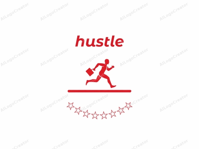 This logo image is a minimalist, stylized drawing in solid red on a plain white background. The subject is a human figure in motion, depicted in a simplified, silhouette form. The person is running or sprinting, captured from the side with