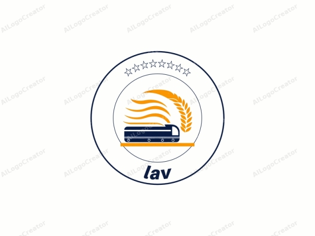 This logo is a minimalist design created using clean, geometric shapes and bold colors. It features an abstract depiction of a bus or train. The bus/train is represented by a simple, rectangular shape with a blue exterior. The bus/train is positioned centrally