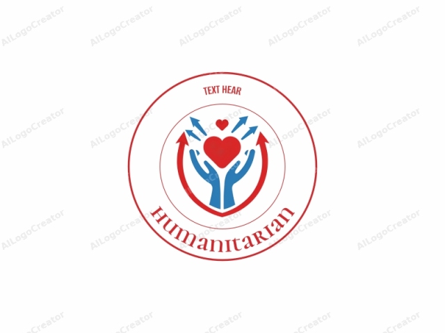 This is a simplified digital logo featuring a heart-shaped icon in the center. The logo is composed of three primary colors: red, blue, and white. The heart, centrally placed, is filled with a bright red color, symbolizing love,