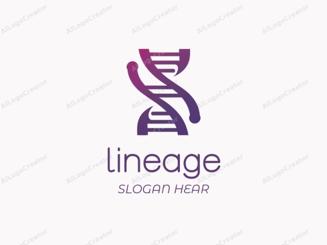 This is a clean and modern logo design featuring a stylized DNA double helix. The illustration is rendered in a gradient color scheme, transitioning from a deep purple at the bottom to a light purple at the top. The DNA helix is depicted