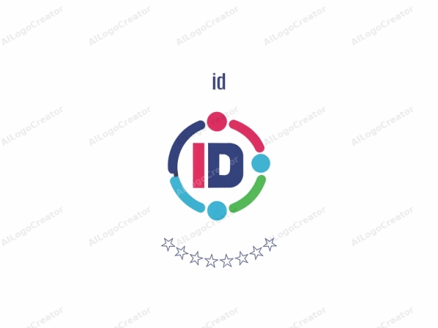 featuring a stylized design. The logo consists of a circular shape with a white background. Inside the circle, there are three stylized, abstract human figures depicted in blue, red, and yellow. These figures are simple, resembling stick figures, with