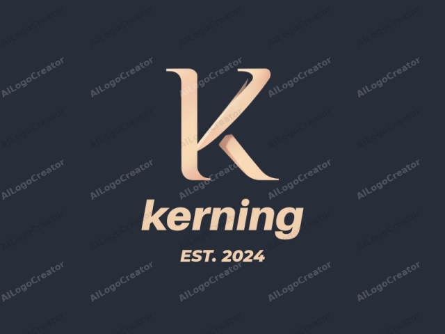 Este es un logotipo digital que presenta una representación estilizada y abstracta de la letra "K". La letra está representada en un estilo suave y elegante, con un diseño moderno y minimalista. Se caracteriza por sus curvas elegantes y una apariencia metálica y sofisticada.