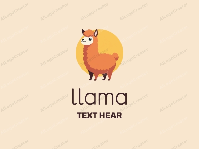 Este es un dibujo digital de una llama de caricatura. La llama está de pie mirando hacia la derecha, representada en una forma simple y estilizada con líneas suaves y redondeadas y detalles mínimos. Su pelaje es de un naranja vibrante, acentuando su textura esponjosa. La llama