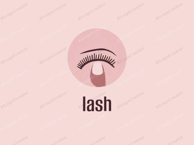 focusing on the visual elements and their significance. This image is a minimalist, flat digital illustration featuring a close-up view of an eyelash being curled. The background is a smooth, pale pink, providing a soft and neutral backdrop that contrasts subtly with