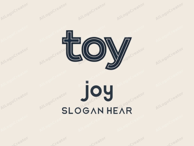 Das Bild ist ein minimalistisches Logo, das das Wort "toy" in einer fetten, serifenlosen Schriftart zeigt. Die Buchstaben sind horizontal mit einem leichten Abstand zwischen jedem Buchstaben angeordnet. Die Schriftart ist mit einem konsistenten, dicken Umriss gestaltet, was ihr ein modernes Aussehen verleiht.