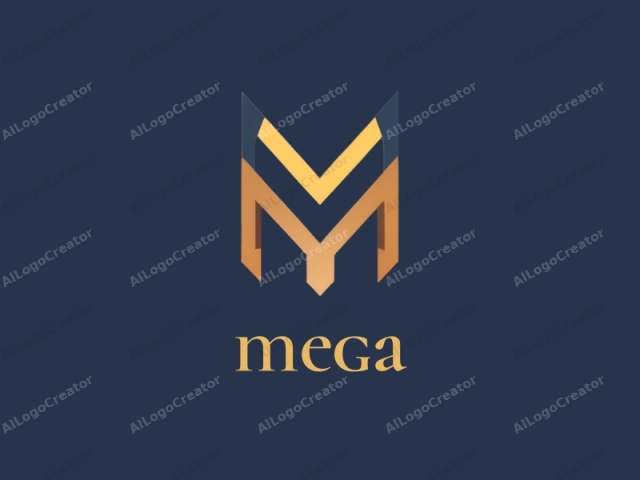 in the form of a word cloud. This image is a minimalist logo design with a geometric shape resembling the letter "M" set against a dark navy blue background. The "M" is composed of two intersecting, triangular elements: the upper triangle