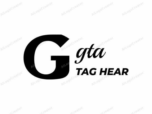 This is a black-and-white logo with a bold, sans-serif typeface. The primary element is a capital letter "G" prominently displayed in the center of the image. The "G" is solid black, sharply contrasting with the white background