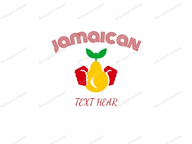 This is a digital vector illustration, rendered in a clean, minimalist style. The logo features a prominent, yellow pear centered in the image. The pear is simple in form, with smooth, curved lines that give it a slightly stylized, cartoon