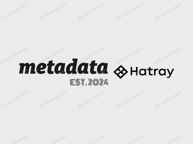 describiendo sus características visuales y estilo artístico. Este es un logotipo digital minimalista diseñado con líneas limpias y formas geométricas. La imagen presenta el texto "Hatray" en una fuente sans-serif en negrita. La "H" está estilizada con un