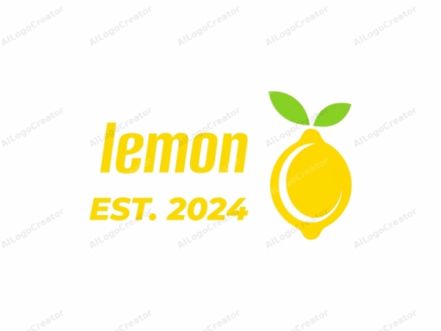 Este es un logo digital minimalista que presenta un limón estilizado de color amarillo brillante con un contorno suave y redondo. En la parte superior del limón hay un pequeño tallo verde con hojas apuntando hacia arriba, simbolizando frescura y vitalidad.