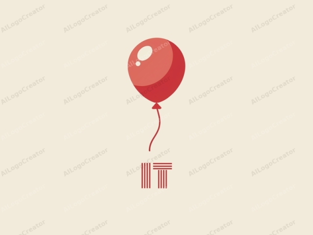 This minimalist, digital vector drawing features a single, round balloon in a bright, solid red hue. The balloon is centrally positioned against a pale, cream-colored background, ensuring no distractions or additional elements. The balloon's surface is smooth and glossy,