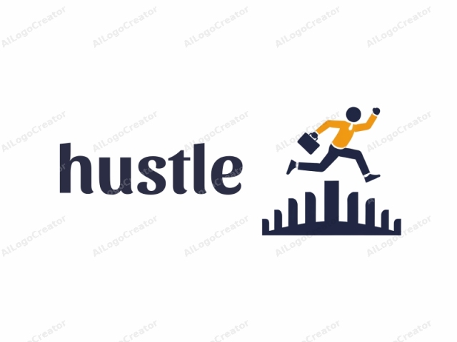 This is a minimalist logo, featuring a stylized, abstract human figure. The human figure is drawn in a flat, simplified manner with no visible facial features or details. The figure is depicted in motion, mid-air, suggesting a sense of dynam