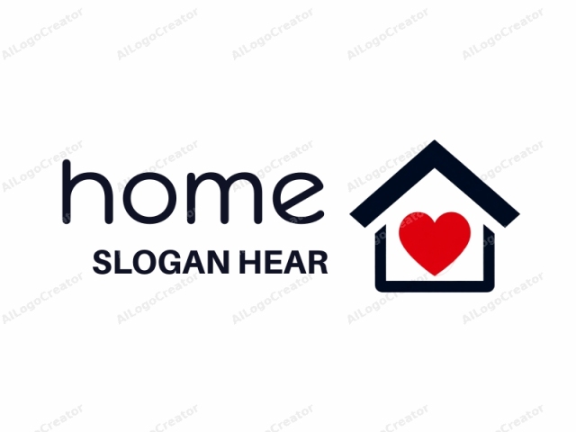 The logo is a minimalist, digital illustration featuring a stylized house. The house is depicted using bold, clean lines in a dark navy blue color. Its roof is a sharp triangle pointing upwards, with a flat base that forms the front of the