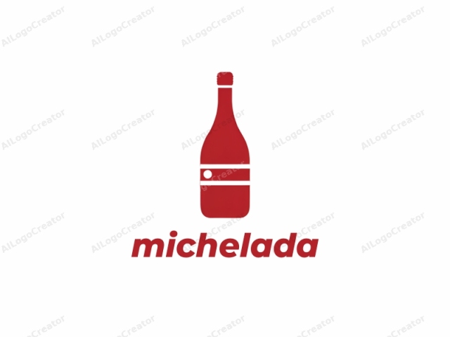 welches ein rotes Weinflaschensymbol vor einem einfachen weißen Hintergrund zeigt. Die Flasche ist in einem minimalistischen, vektororientierten Grafikdesign mit kräftigen Linien und flachen Farben dargestellt. Die Weinflasche wird auf vereinfachte, abstrakte Weise dargestellt, ohne komplizierte Details