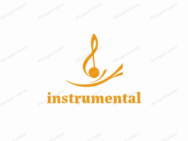 Das Bild ist eine digitale grafische Darstellung eines abstrakten musikalischen Logos. Im Mittelpunkt des Designs steht ein orangefarbenes Violinschlüssel-Symbol, eine gängige Notation in Notenblättern, die die musikalische Tonhöhe angibt. Das Violinschlüssel-Symbol ist vereinfacht dargestellt und zeigt