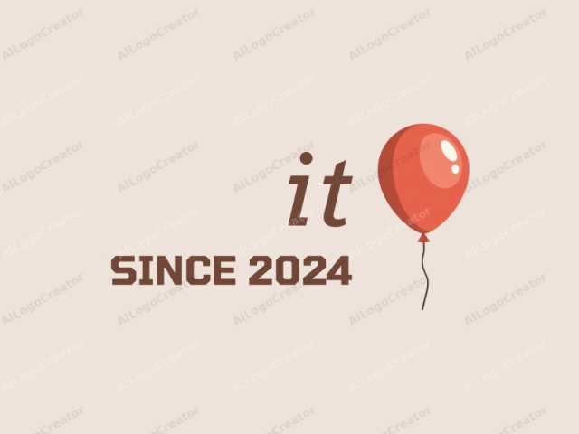 This is a minimalist, vector-style digital drawing of a single, red balloon. The background is a flat, light beige color, providing a neutral canvas that emphasizes the balloon as the focal point. The balloon is spherical and features a smooth, glossy