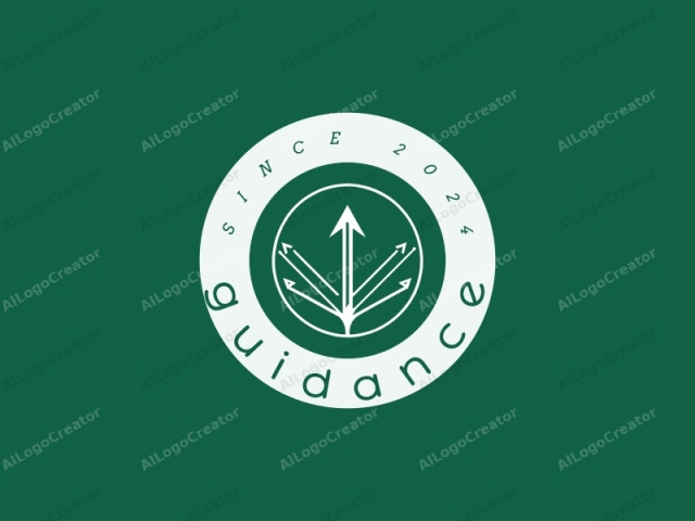 Este logotipo presenta un diseño simplificado y minimalista centrado en un emblema circular. El círculo está lleno de un color verde sólido, proporcionando un fondo vívido para los elementos del emblema. Dentro del círculo, hay cuatro líneas blancas delgadas que irradian hacia afuera desde un