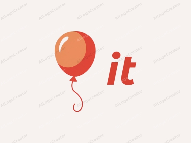 showcasing a stylized, minimalist design. This is a digital illustration of a classic balloon, depicted with clean, bold lines and vibrant colors. The balloon itself is a round, shiny sphere, predominantly a rich, burnt orange hue, with a glossy