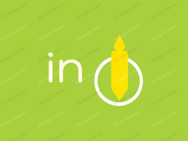 The image is a digital graphic logo composed primarily of solid colors. It features a central yellow, stylized candle, depicted in a simplistic, modern design. The candle is tall, narrow, and pointed at the top, with a wick extending