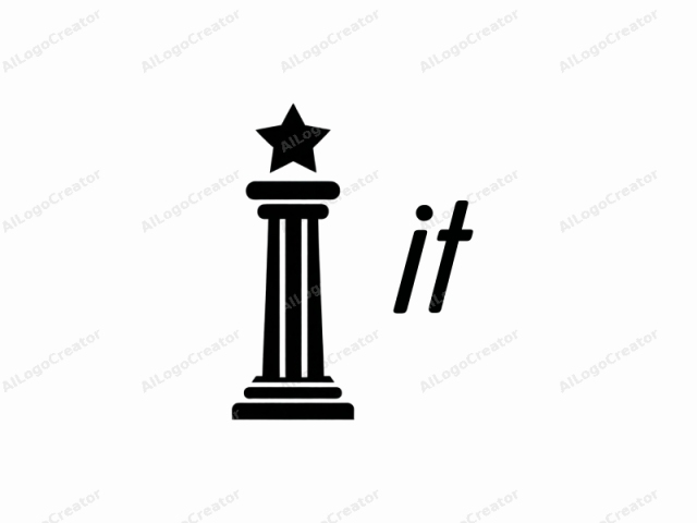 This black-and-white logo image features a minimalist, iconic design centered on a classical Greek-style column. The column stands tall, with a fluted shaft and a square capital at the top. It is supported by a plinth at its base.